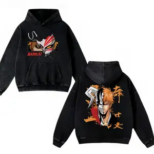 Bleach Ichigo Kurosaki Hoodies Manga Graphic Hoodie, Women Men Autumn Long Sleeve Fleece Casual Pullover Streetwear