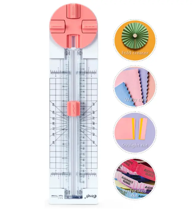 Craft Paper Cutter, 4 Styles Craft Paper Cutter Multi-Function Scrapbooking Tool for Cutting Paper Photos Scrapbook Postcard (Straight, Wave, Perforated and Creasing Lines)
