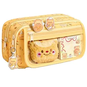 Cream Bear Pencil Case Set, Cute Large Capacity Student Stationery Set, High-Value Pencil Bag, Children's Day Gift, Prize