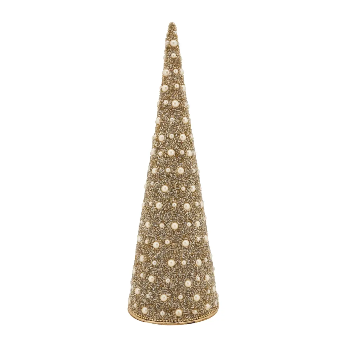 24 in. Lightweight Champagne Sparkling Beaded Christmas Tree with Glass-Metal Ornaments, Acrylic Holiday Decoration for Festive Home Use