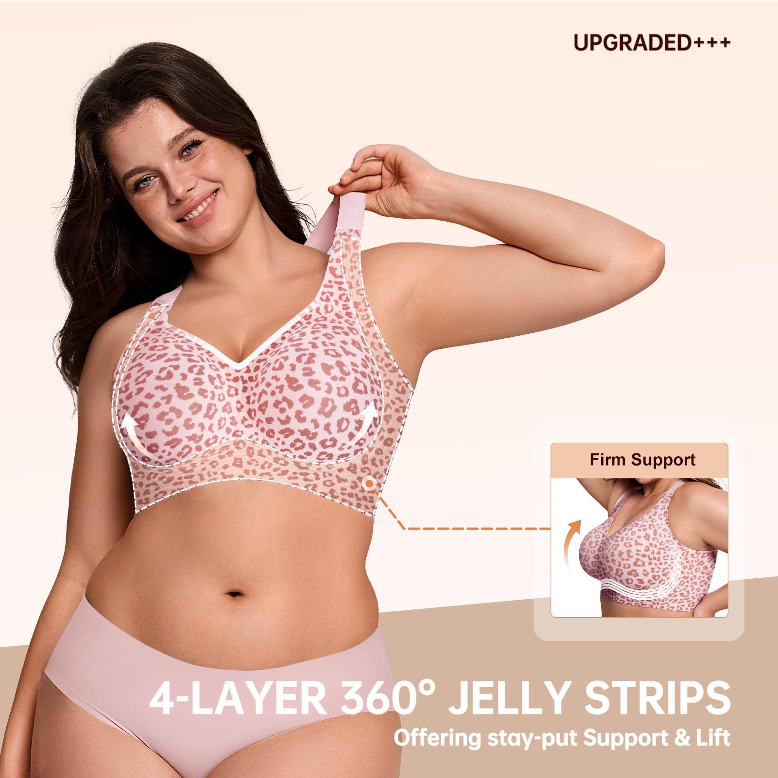 OEAK Women Jelly Bras Wirefree Full Coverage No Underwire Everyday Bras Comfortable Wireless Padded Tshirt Bra