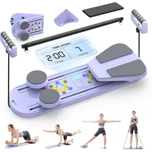 Pilates Board, 7 in 1 Pilates Reformer Set,Pilates Kit for Home Workout, Fitness, Exercise, Abs, Core Equipment，Foldable Pilates Reformer Equipment with Timer，Full Body Workout, Unisex