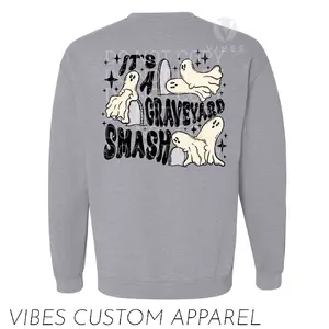 Graveyard Smash Funny Halloween Unisex Crew Neck Grey Sweatshirt