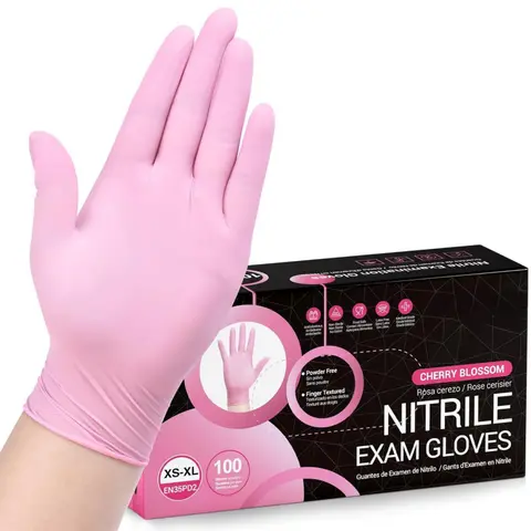 Pink Synthetic Disposable Durable Cleaning Gloves - 3-mil, Lightweight, Latex-Free, Ambidextrous, 100 ct Boxed Pack, Handling Cleaning Gloves for Daily Home Care, Business Estheticians (Small)