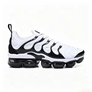 Black and White Air Cushion Running Shoes for Men Women, Breathable Athletic Sneakers, Shock Absorption Casual Sports Shoes for Outdoor Workout Gym Walking