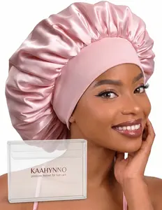 KAAHYNNO Elastic Stretch Silk Satin Hair Bonnet for Sleeping Women, Adjustable Double Layer Sleep Wrap, Night Head Cover