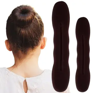 2pcs Hair Bun Maker for Women, Non-Slip Shaper Curler, Lazy Sponge Updo Styling Accessories for Long Thin Curly Straight Wavy Hair - Black
