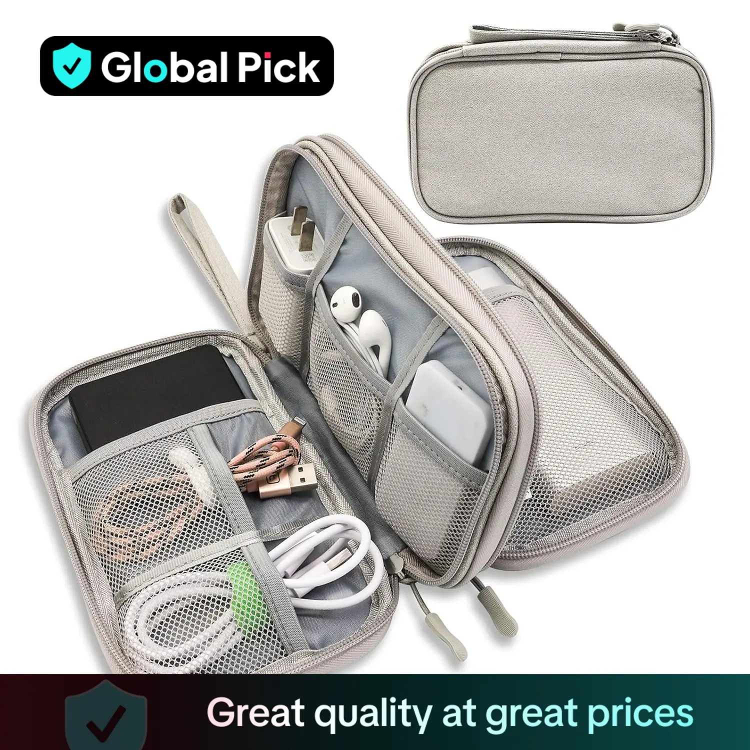 Cable Storage Bag, Portable Double Layer Makeup Storage Box, Waterproof Stationary Storage Container for Summer Outdoor Travel, Summer for Gift