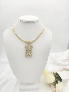 Womens chains with various zircon stone charms made of 14k gold plated. (38)