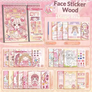 Cute Kaba Bear Dress-Up Sticker Book for Kids, Fun Stress Relief Quiet Book, No Cutting Hand Account DIY Decoration Notebook