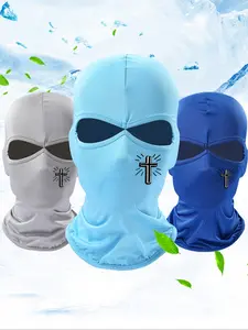 Unisex Cross Print Balaclava Hat, Breathable Sunshade Dustproof Mask, Gaiter Mask, Elastic Comfortable Fabric Face Covering for Summer Outdoor Sports