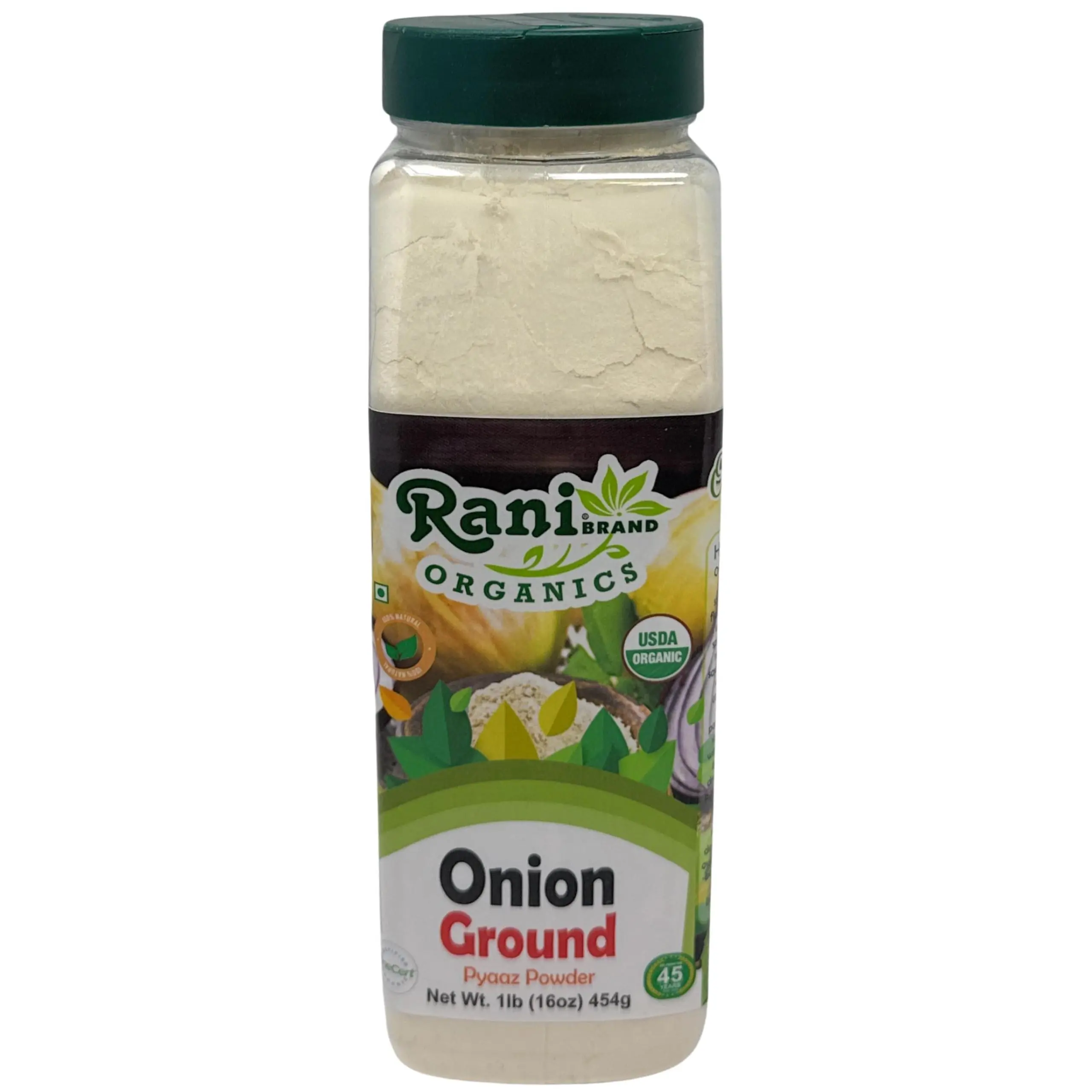 Rani Organic Ground Onion (Pyaaz Powder) 16oz (1lb) 454g PET Jar ~ All Natural | Gluten Friendly | Vegan | NON-GMO | Kosher | No Salt or fillers | Indian Origin | USDA Certified Organic