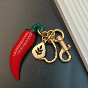 {Keychain}Niche design chili keychain - Red chili vegetable keychain - Cute countryside style keychain