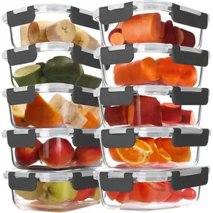 10 Pack 22 oz Glass Meal Prep Containers, Glass  Storage Containers with Airtight Lids, , Freezer and Microwave Safe