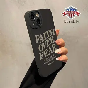 Fashion Creative Faith Over Fear Design Phone Case, Anti-collision Phone Protective Cover, Phone Accessory Compatible with iPhone 11 12 13 14 15 16 Series