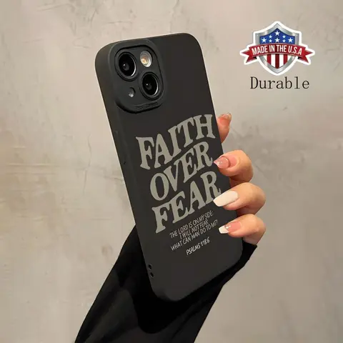 Faith Over Fear Fashion Creative Shockproof Cellphone Case for iPhone 11-16 Series Devices, Anti-Drop Cover with Precise Cuts, Raised Edges, Mobile Phone Casing & Accessories