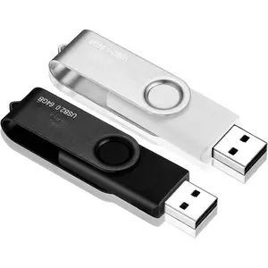 2 Pack 64GB USB 2.0 Flash Drive Memory Stick Thumb Drives Swivel Design(2 X 64GB: Black )
