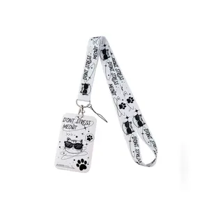 Style Cat Pattern ID Card Holder Lanyard, Anti-Loss Student Meal Card Bus Card Case, Suitable for Students Teachers Gifts Daily Use