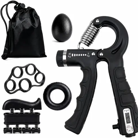Unisex 5-Pack Hand Gripper Strengthener Kit - Ergonomic Silicone Grip Enhancer, Adjustable (10-132 Lbs) Home Workout Equipment for Athletes, Rehabilitation, Strength Training Sport Gear