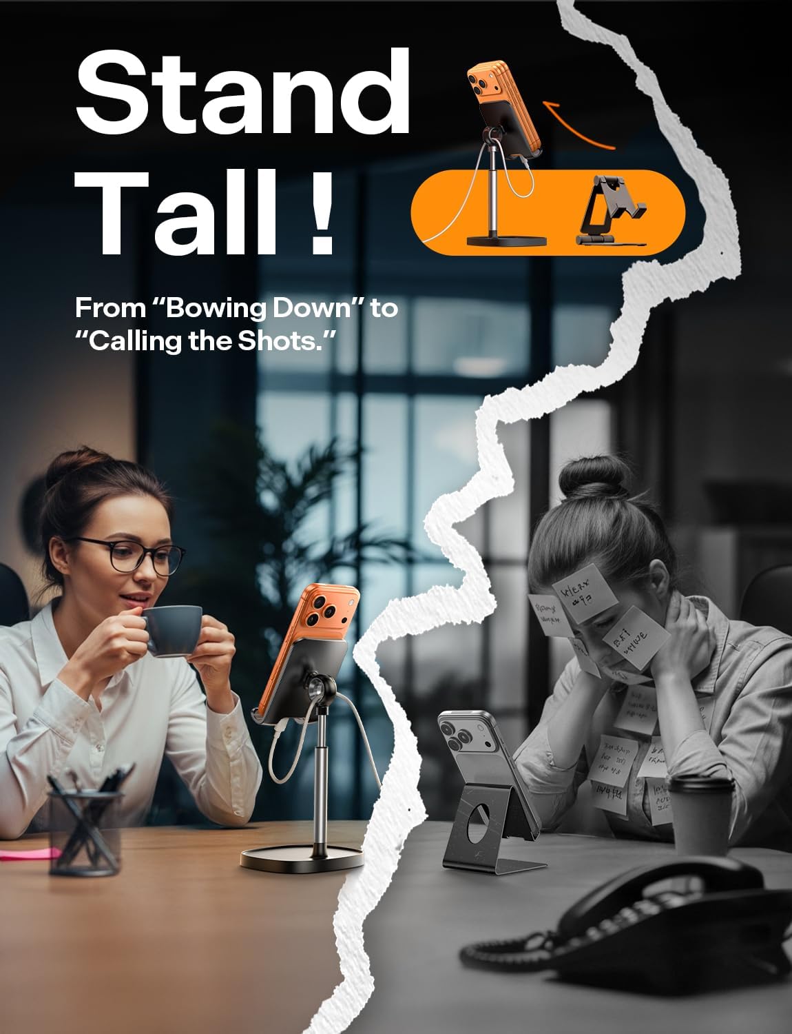 Cell Phone Stand Phone Holder for Desk Office Decor, Office Desk Accessories Women PC Gaming Essentials iPhone Stand Gadgets Men Gifts for Kids Fit OtterBox Case Switch iPad Air Tablet 4-10 in