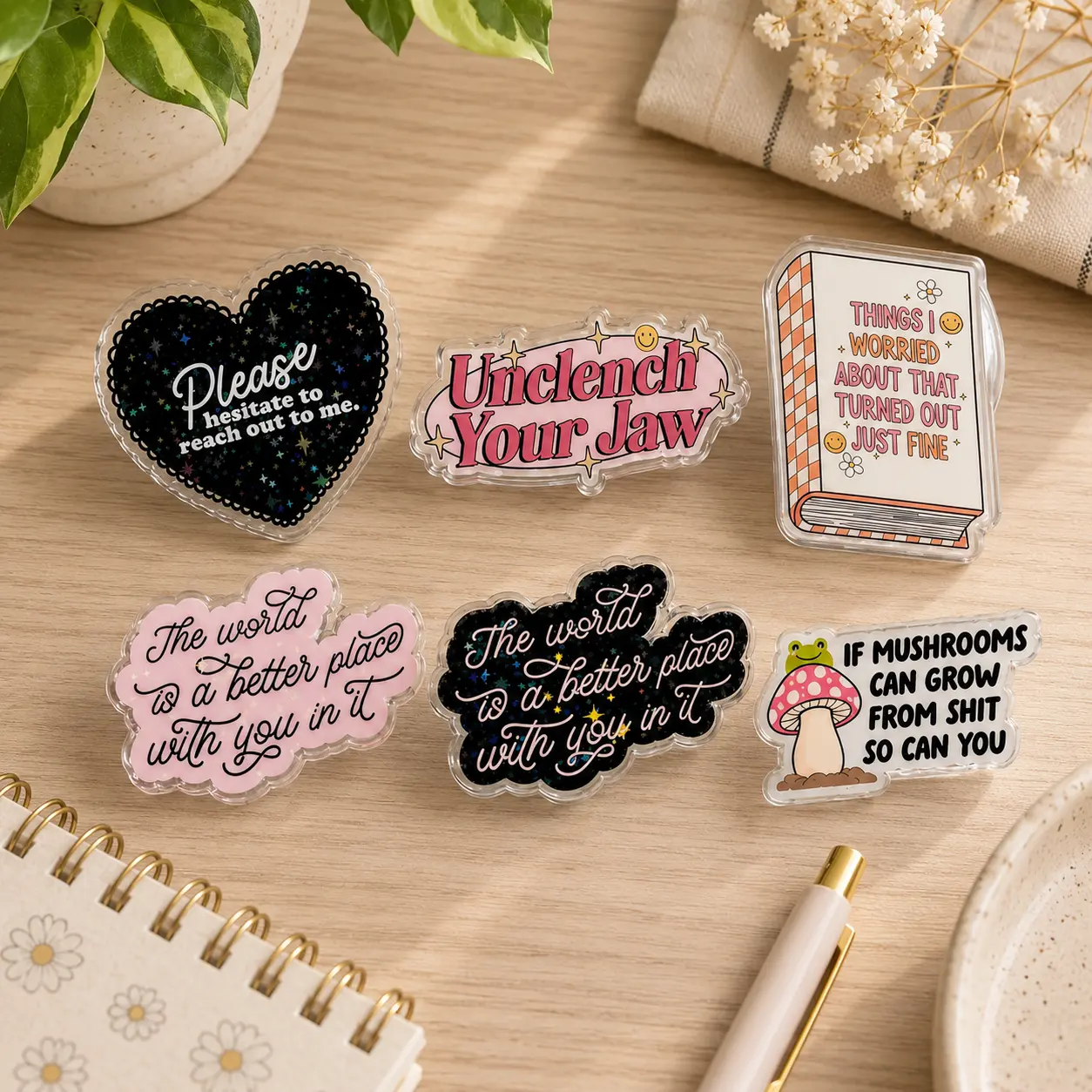Motivational Quote MagSafe Phone Grip Set, Funny Self Care Phone Holder Stand, Positive Affirmation Kindle Grip, Cute Mental Wellness Gift