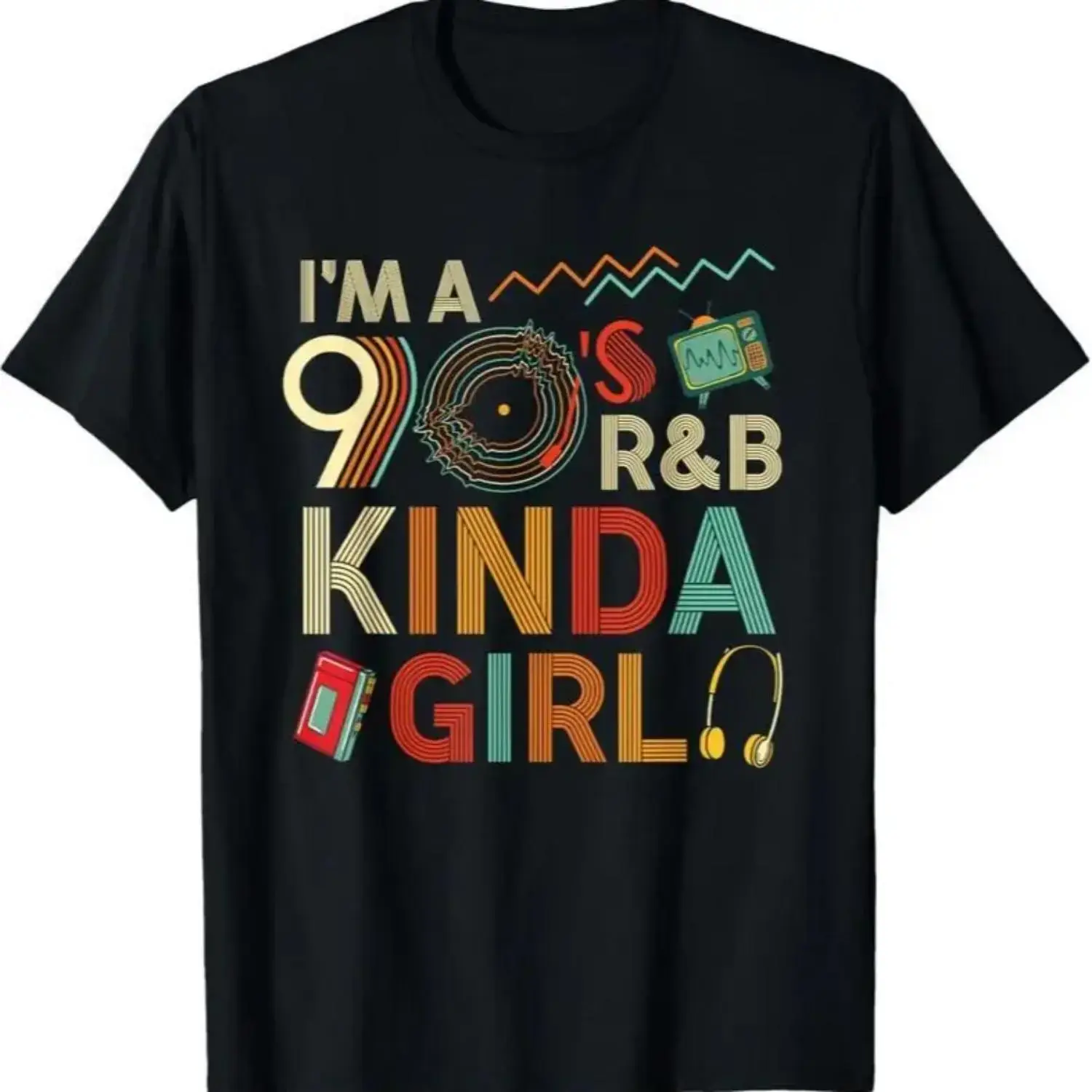 90s R&B Kinda Girl Graphic T-Shirt for Women, Casual Short Sleeve Cotton Streetwear Top with a Vintage Throwback Vibe