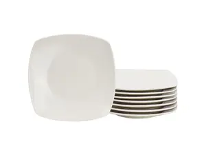Gibson Home Zen Buffetware 8 Piece 7in Stoneware Dessert Plate Set in White Gibson Home Zen Buffetware 8 Piece 7in Stoneware Dessert Plate Set in White