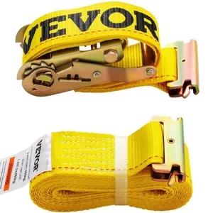 VEVOR E Track Ratchet Strap, 18PCS 2x 15' E-Track Straps 4400 LBS Breaking Strength, with Polyester Webbing Spring Fitting Ratchets, Durable Tie-Downs for Motorcycles, Tire, Trailer Loads