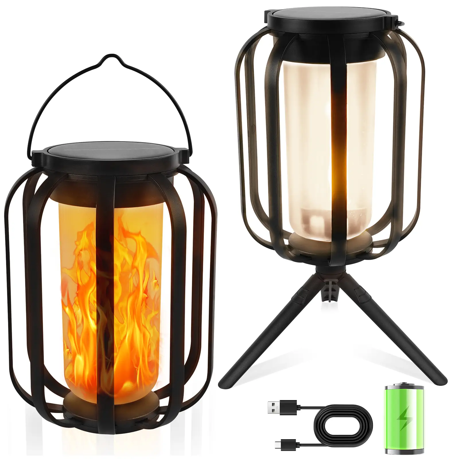 Halloween Decorative Lights Solar Lights Outdoor Light Strip Base, Upgraded Flashing Flame Outdoor Waterproof Lights, Solar Lights for Balcony Garden