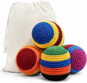 6Pcs Handmade Crocheted Footbags, Durable Knit Kick Bags, Soft Woven Juggling Balls for Coordination Training, Outdoor Play, Party Games and Stress Relief