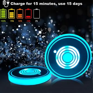 2PCS LED Cup Pad 7 Colors Cup Holder Light Cover Interior Decoration Accessory