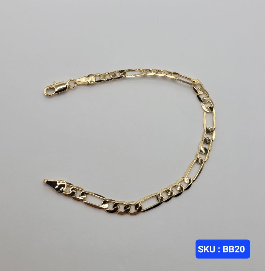 Baby Bracelet Figaro Link Style Laminated-Gold 6 Inches 5 Millimeters for Babies & Small Kids Size Jewelry Accessory. SKU : BB20