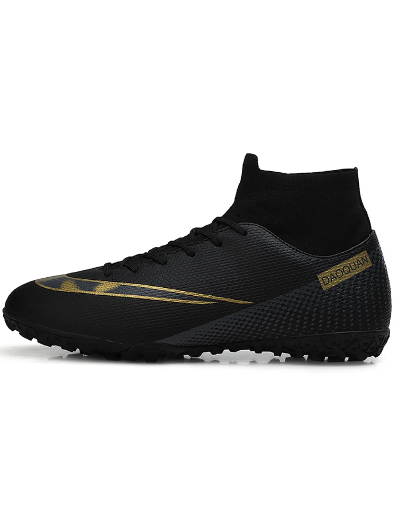 Men's High-Top Soccer Shoes, Anti-Slip Durable PU Leather, Lightweight Breathable Design, Studs, Rubber Sole, Ideal for Mud and Short Grass Fields
