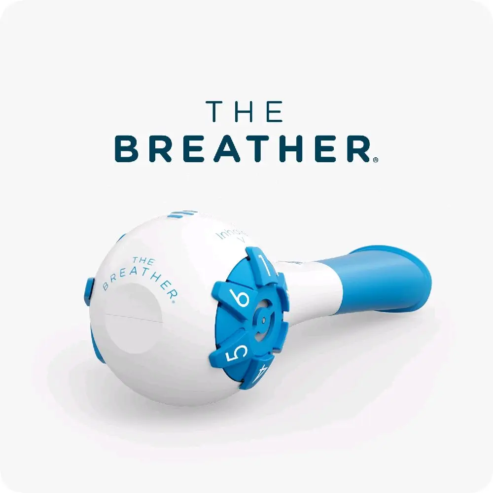 THE BREATHER + Free Case – Breathe Easier, Feel Stronger, Live Better | Natural Respiratory Muscle Trainer – Drug-Free Therapy to Improve Lung Strength & Breather
