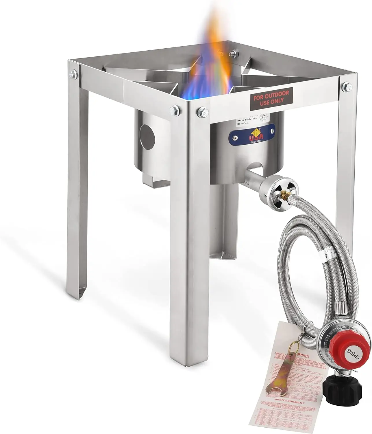 ARC ADVANCED ROYAL CHAMPION 55,000 BTU Propane Burner - Heavy-Duty Steel Portable Single Burner Grill Stove with CSA Regulator, Light Weight, Quick Assembly for Camping, Tailgating, Turkey Frying, Outdoor Cooking Stove, Portable Single Burner Grill Stoves
