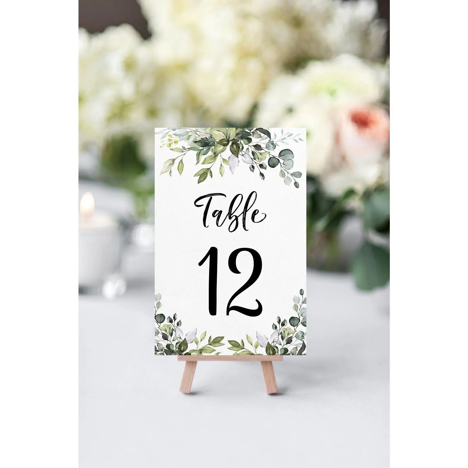 Table Card Numbers 1–40 for Receptions, Parties, and Events, Double–Sided, Eucalyptus TEMP PRP–101)
