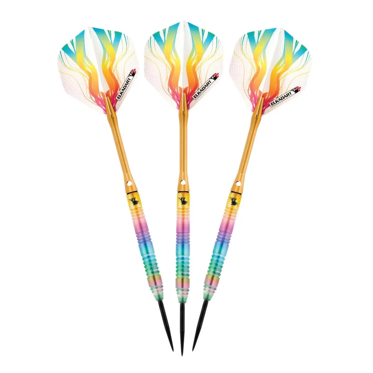 Elkadart 23-3820-25 Rainbow Steel Tip Darts - 25g Slim Alloy Barrels with Groove Grip, Aluminum Shafts, 100-Micron Flights, 0.3 lbs, Planetary Graphics, Ideal for Darts Game & Billiards Leisure Activities, 25 G