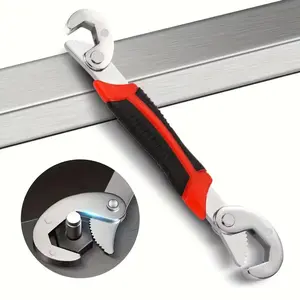 High Torque Double-head Adjustable Wrench, High Carbon Steel Ensures High Strength, Non-slip Grooved Handle, Prevents Slippage During Use, Ideal For Home Indoor Plumbing Repairs And Outdoor Machinery Maintenance