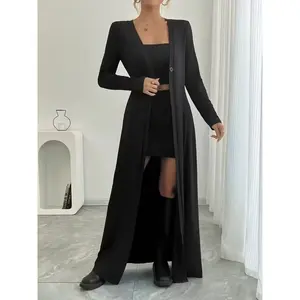 Fashionable long cardigan wool sweater with simple and elegant design, a must-have women's jacket suitable for various occasionsRAIMENTRY