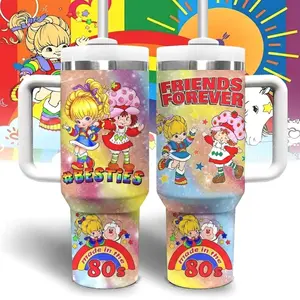 Strawberry Shortcake And Rainbow Brite Cartoon Custom Cup 40 oz 20 oz Tumbler With Handle
