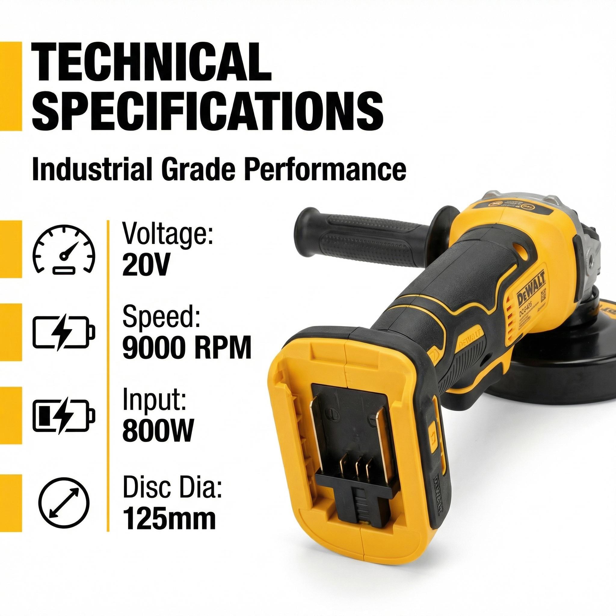 Dewalt DCG405-125 20V Angle Grinder Kit One Battery Charger Metal Cutting Electric Wrench