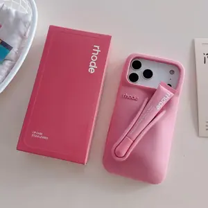 [FULL BOX] RHODE Phone Case for iPhone 11–17 Pro Max – Comes with Lipstick, Protective Silicone Cover, Trendy Women Phone Case