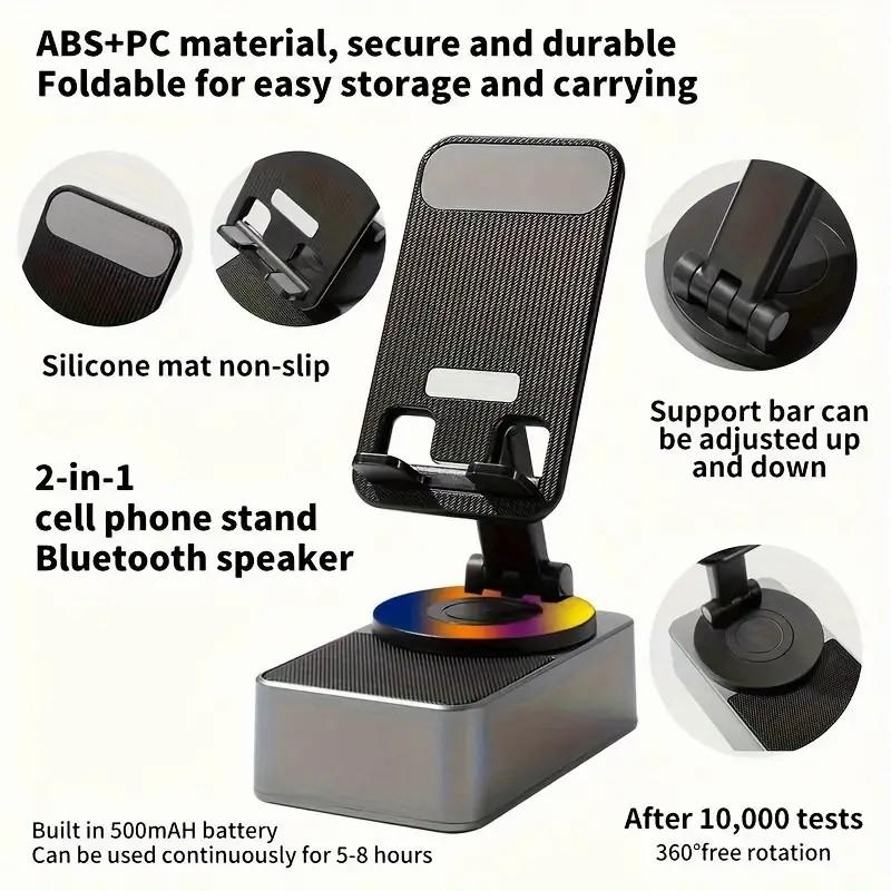 IMOLl Wireless Audio Induction Bluetooth Speaker, Phone Holder, Equipped with Induction Speaker, LED Light, Non-slip Base, HD Surround Sound, 1500mAh Battery. Compatible with iPhone, iPad and Android devices.