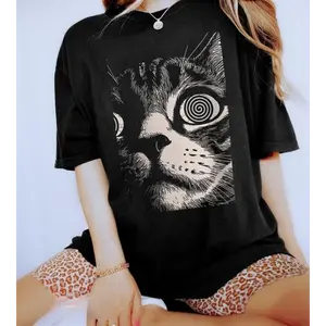 Psychedelic Cat T-Shirt | Trippy Shirt | Gothic Alt Clothing | Dark Aesthetic Fashion | Crust Punk Grunge