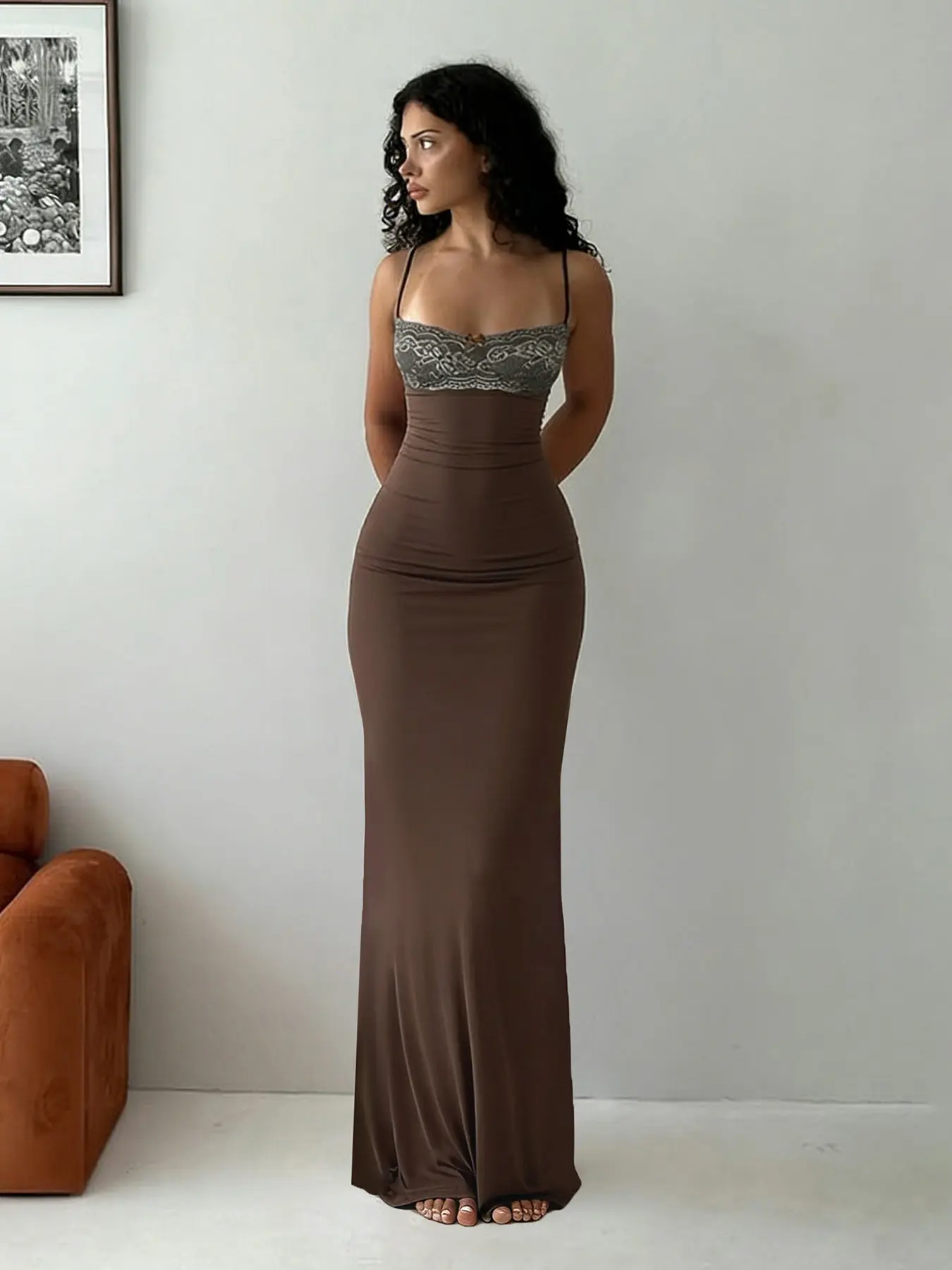 brown fitted dress - TikTok Shop