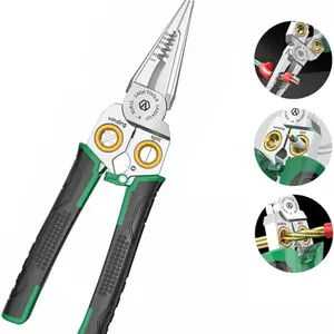 7-In-1 Wire Stripper with Electric Measurement Function, Multi-Functional Pliers for Cutting Stripping and Crimping Wires, Durable Cable Scissors, Hand Tools