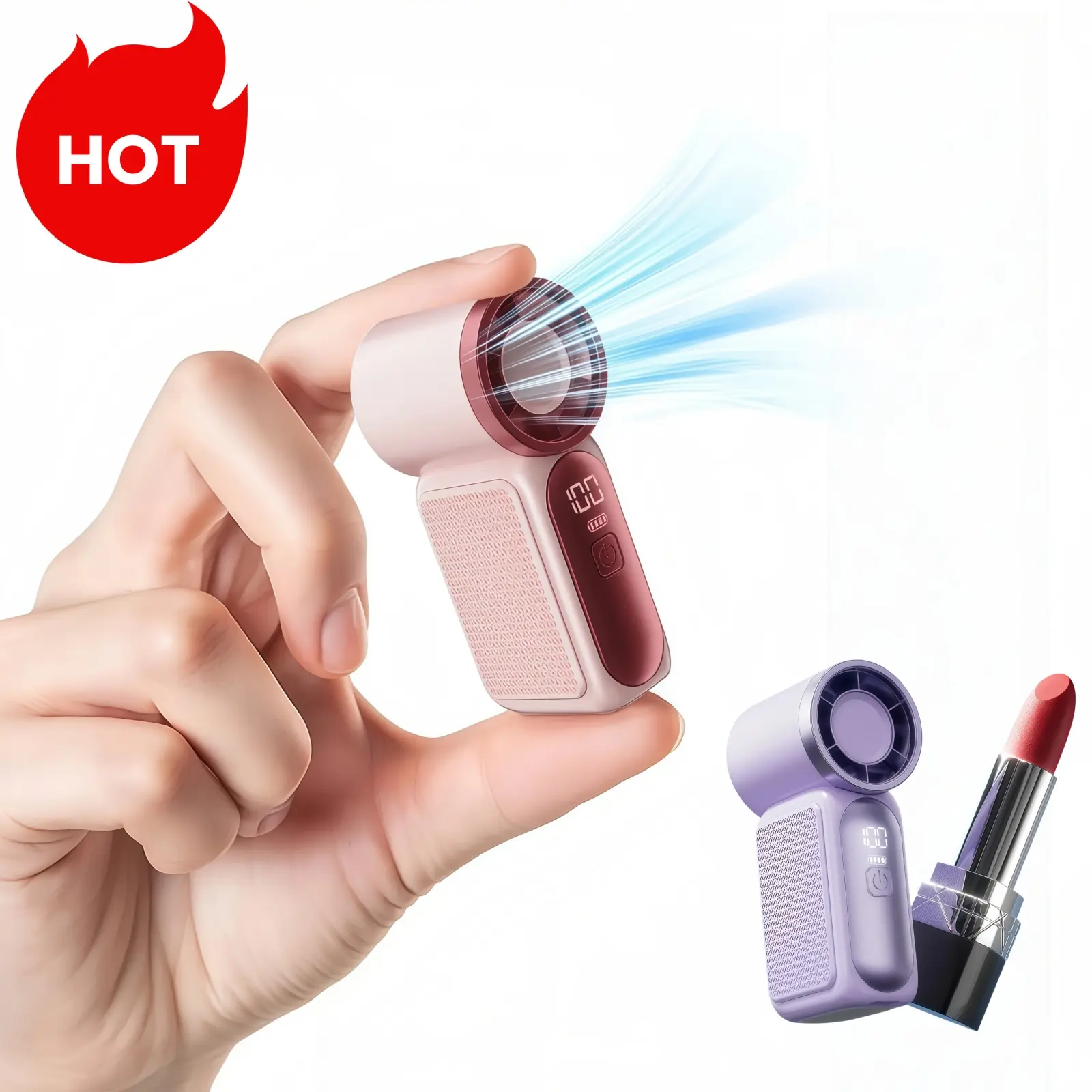 [Summer 2026 Must-Haves ] Mini Portable Handheld Cooling Fan with LED Display – 6-Speed Turbo Pocket size Fan for Women. USB Rechargeable, High-Speed Cooling for Travel & Makeup. Perfect Gift！