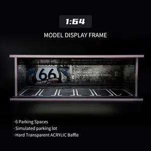 Valentine's Gift for Him - LED Lit 1:64 Scale Diecast Car Garage Display - 6-Car Diorama with Clear Acrylic Shield & Dust Proof Design for The Spooky Season