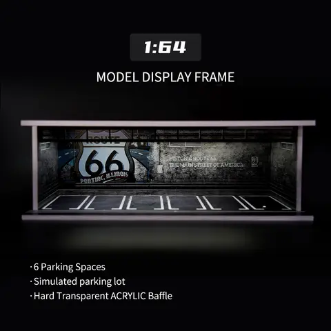1:64 Scale Diecast Car Garage Model Display Frame - LED Lit, 6 Parking Spaces Diorama, Dust Proof Design, Acrylic Shield, Spooky Theme Toy Gift for Him (12+ Years) [Die-Cast Scale Model Buildings & Scenery]