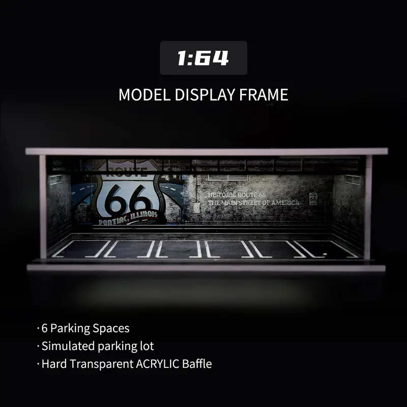 1:64 Scale Diecast Car Garage Model Display Frame - LED Lit, 6 Parking Spaces Diorama, Dust Proof Design, Acrylic Shield, Spooky Theme Toy Gift for Him (12+ Years) [Die-Cast Scale Model Buildings & Scenery]